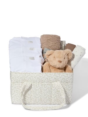 Nappy Caddy 5 Piece Bundle with 3 piece Organic Sleepsuit - Leaf
